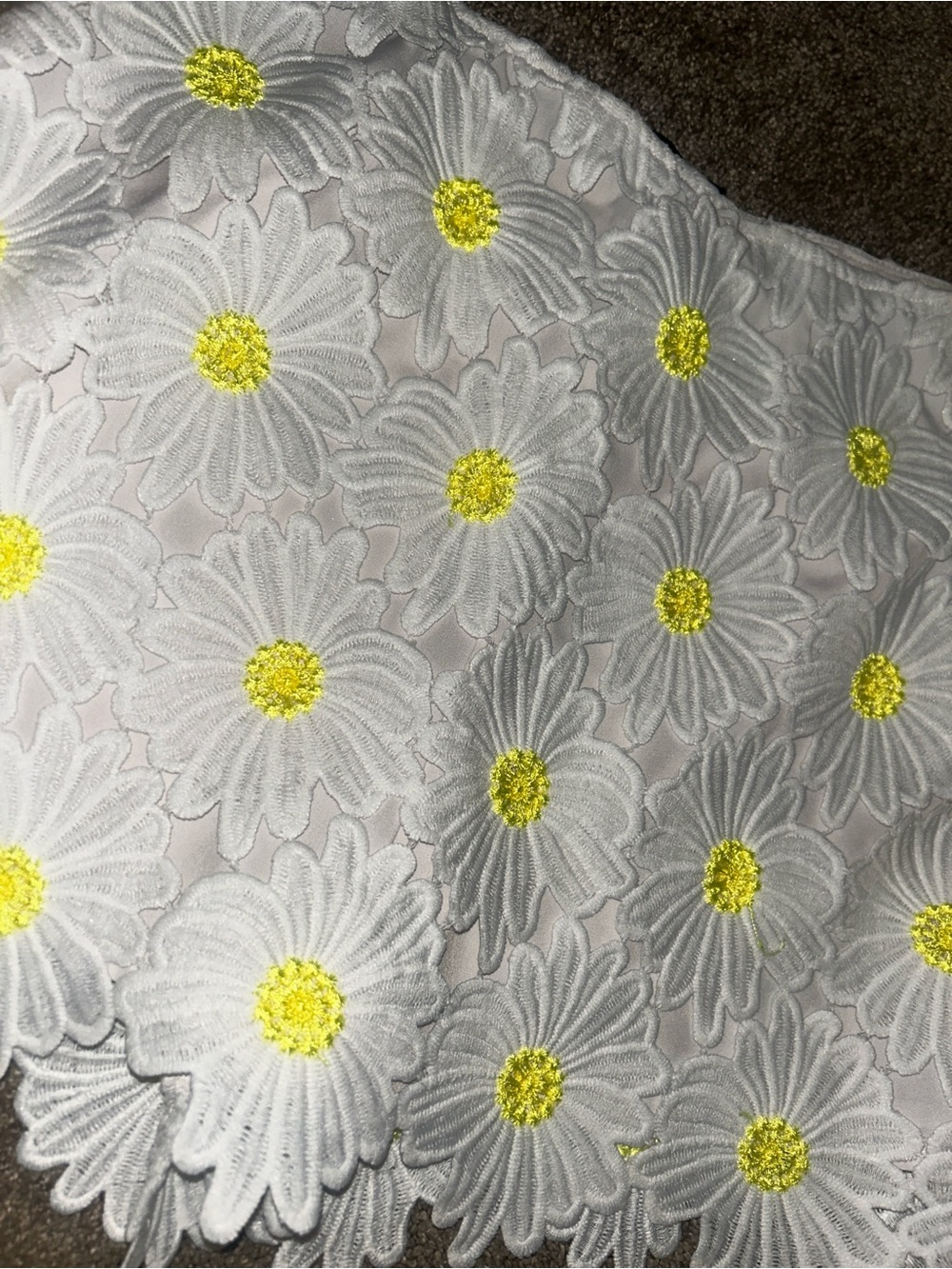 Aqua White Mini Skirt with Yellow Daisy Embroidery - Picture 2 of 4